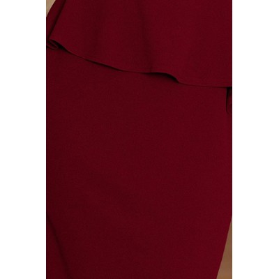 192-6 Elegancka sukienka MIDI z baskinką - BORDOWA