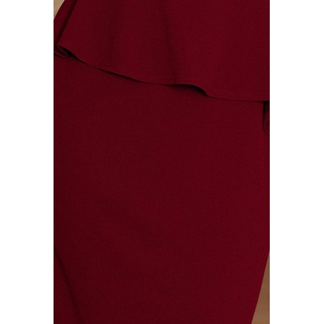 192-6 Elegancka sukienka MIDI z baskinką - BORDOWA