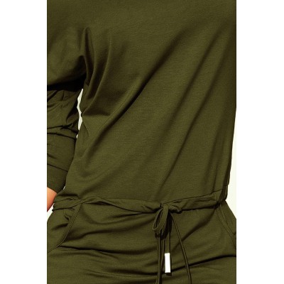 13-104 Sukienka sportowa z kieszonkami - wiskoza KHAKI