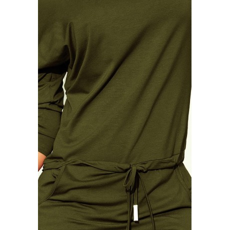 13-104 Sukienka sportowa z kieszonkami - wiskoza KHAKI