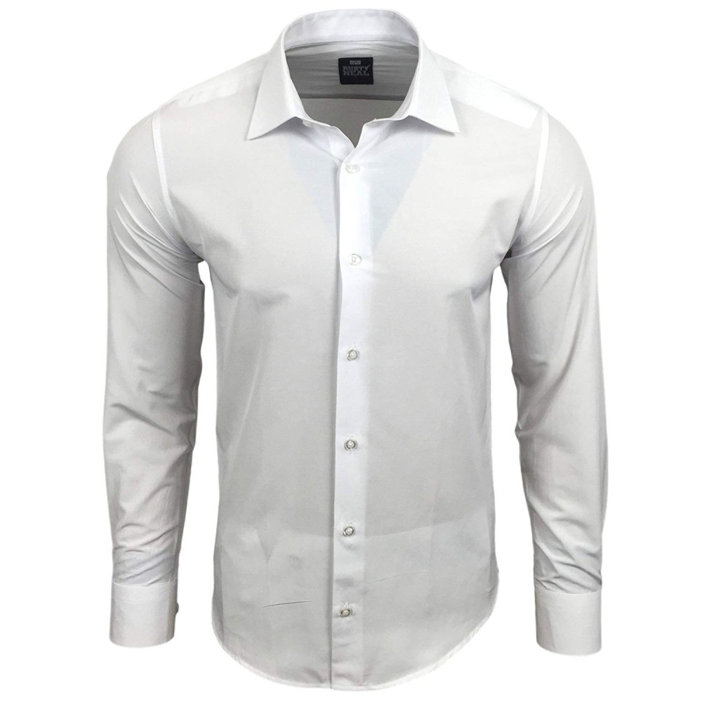 RUSTY NEAL košeľa pánska R-55 dlhý rukáv slim fit, veľkosť  XXL, Farba  Biela RUSTY NEAL R-55BI-XXL