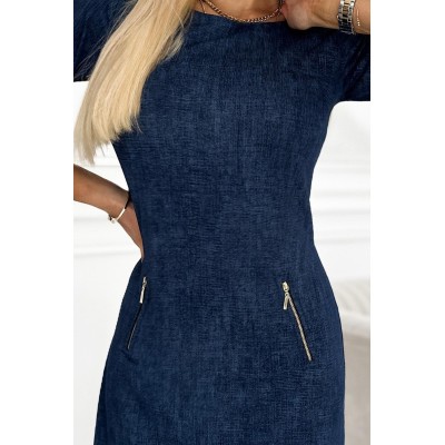 420-1 MARY Sukienka ze złotymi zamkami - JEANS