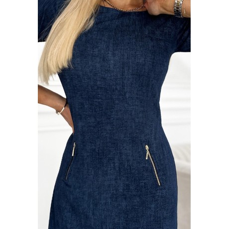 420-1 MARY Sukienka ze złotymi zamkami - JEANS
