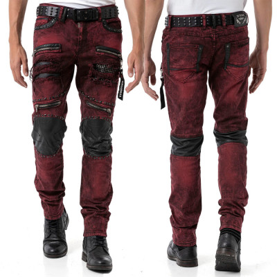 CIPO & BAXX kalhoty pánské CD481 L:32 slim fit nýty zipy
