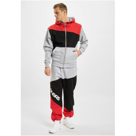 DANGEROUS DNGRS souprava pánská Sweat Suit Grey/Black/Red tepláková hip hop