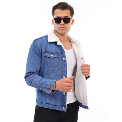 MEGAMAN pánska bunda HJ-3000 rifľová, džínsová, džíska s kožušinou