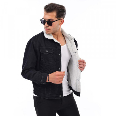 MEGAMAN pánska bunda HJ-3000 rifľová, džínsová, džíska s kožušinou