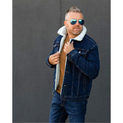 LAID BACK bunda pánska 15891 jeans rifľová s kožušinkou