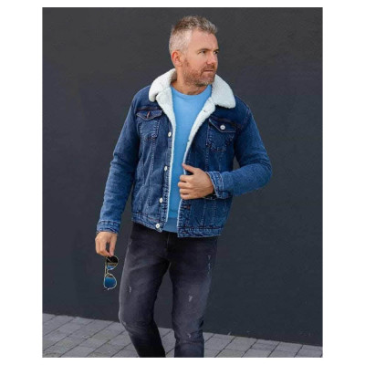 LAID BACK pánska bunda 15892 rifľová s kožušinou