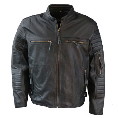 GENUINE bunda pánska kožená 001 moto biker nadmerné veľkosti