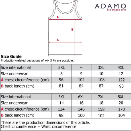 ADAMO tielko pánske 129444 2 kusy nadmerné veľkosti (až 170 cm)